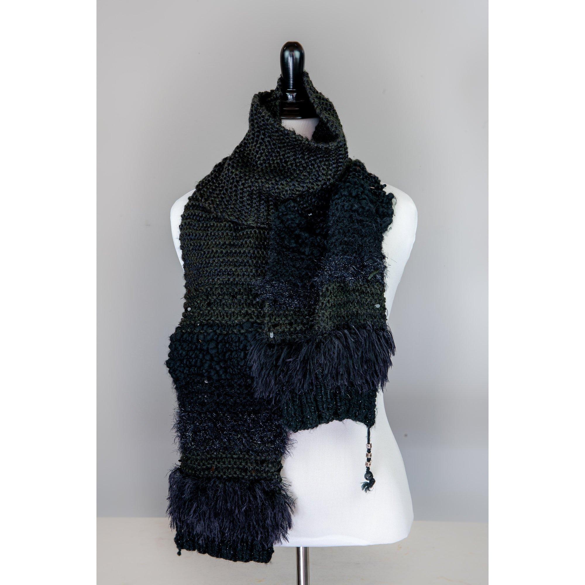 Hand Knit Soft Black Scarf By Adrienne Belafonte Biesemeyer
 Adrienne Belafonte Biesemeyer